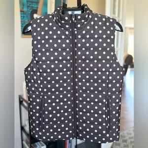 LOFT Brown and Burgundy Polka Dot Puffer Vest – Size Large